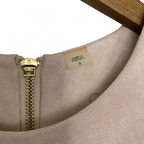 Calvin Klein Blush Pink Sleeveless Faux Suede Sheath Dress Size 2 Gold Zipper - Picture 2 of 9